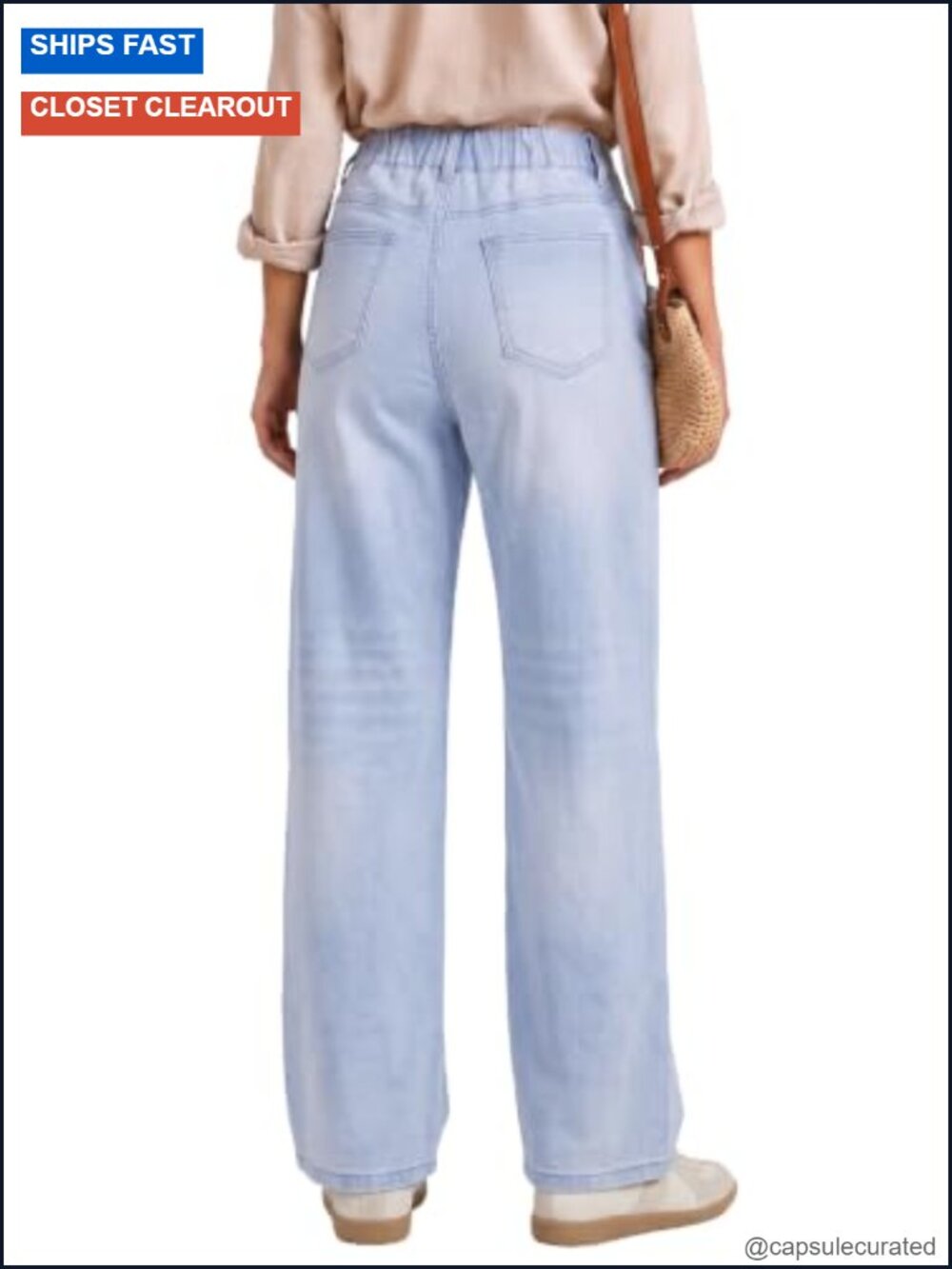 Wide Leg Jeans for Women High Waisted Stretchy Boyfriend Denim Pants with - Picture 3 of 6